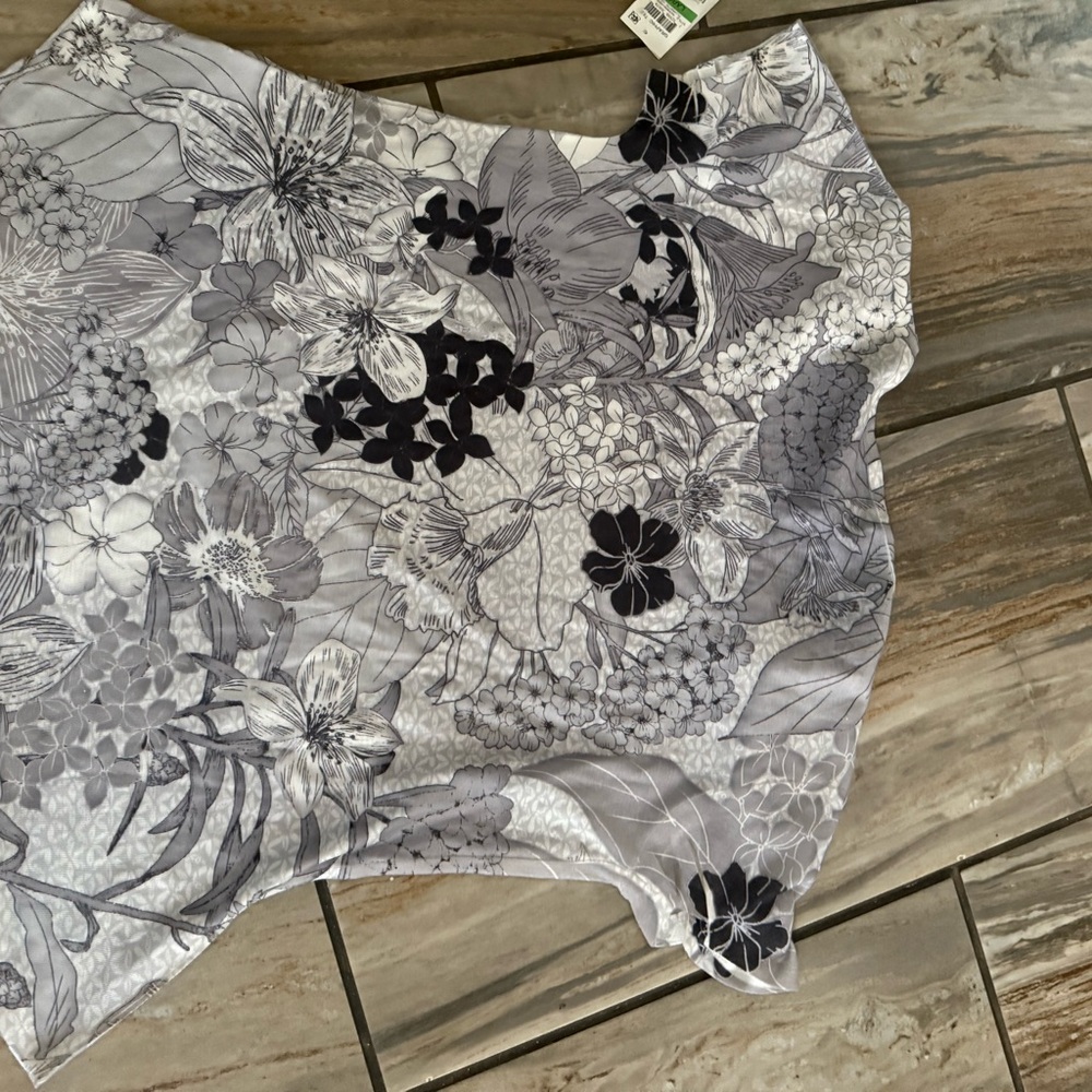Style & Co. Black and White Floral Lace Top